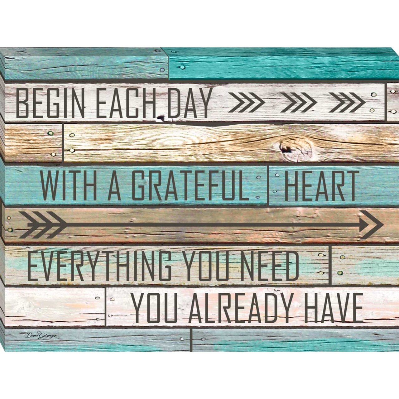 Glow Decor Blue and Brown Grateful Heart Rectangular Wall Art Decor 10" x 14"